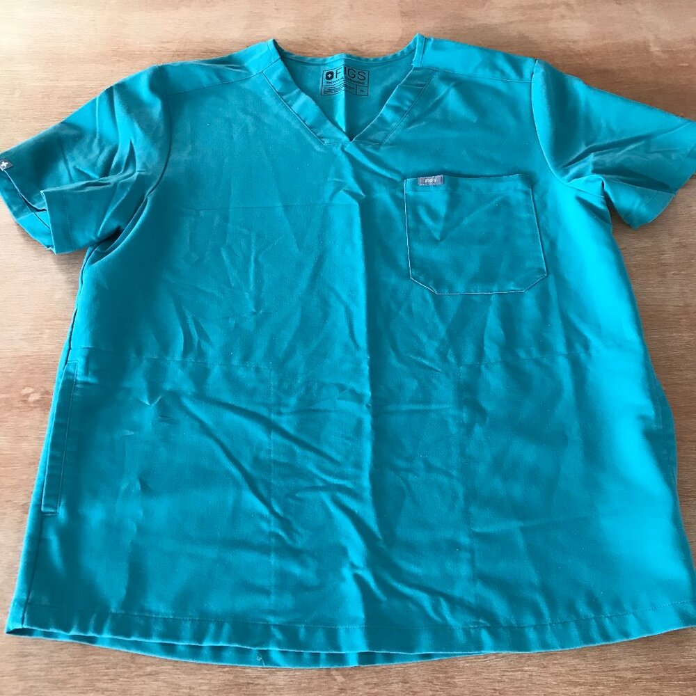 Figs 3 Pocket Chisec Scrub Top Men XL Green V Neck Short Sleeve Nurse Medical